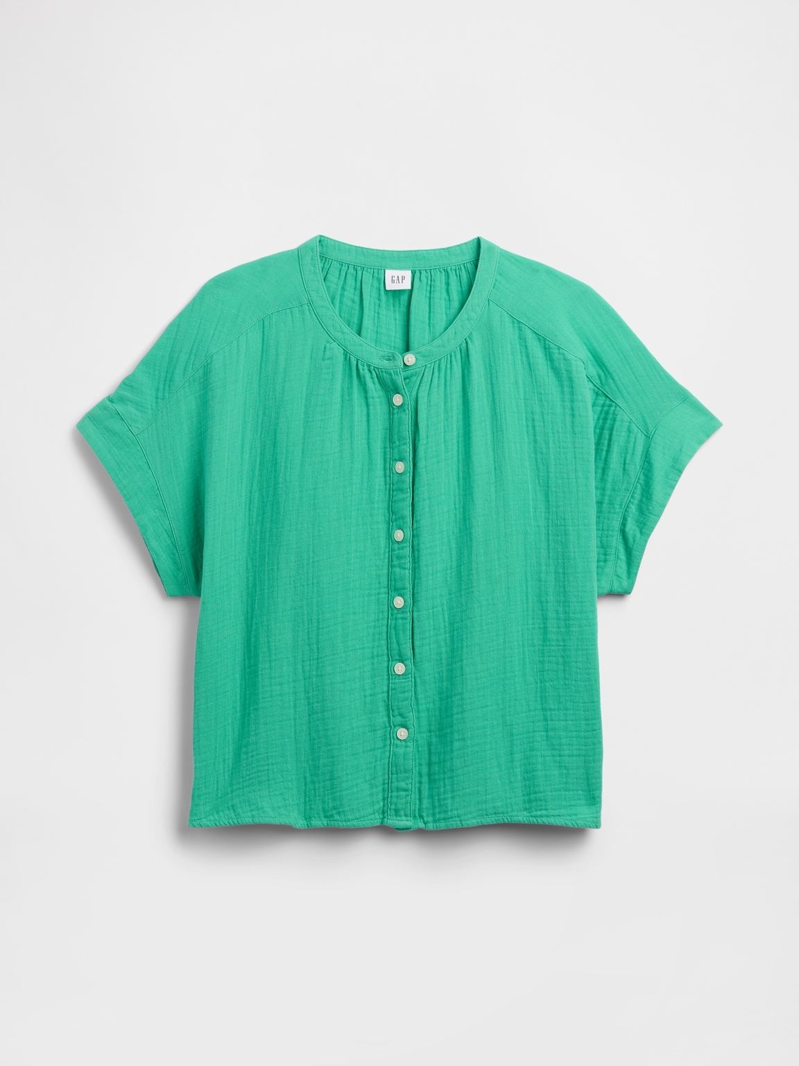 Relaxed Button-Up Gauze Top