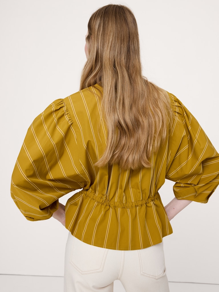 Cotton Poplin Tie-Waist Top