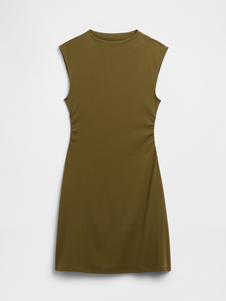 Modern Ribbed Ruched Mini Dress