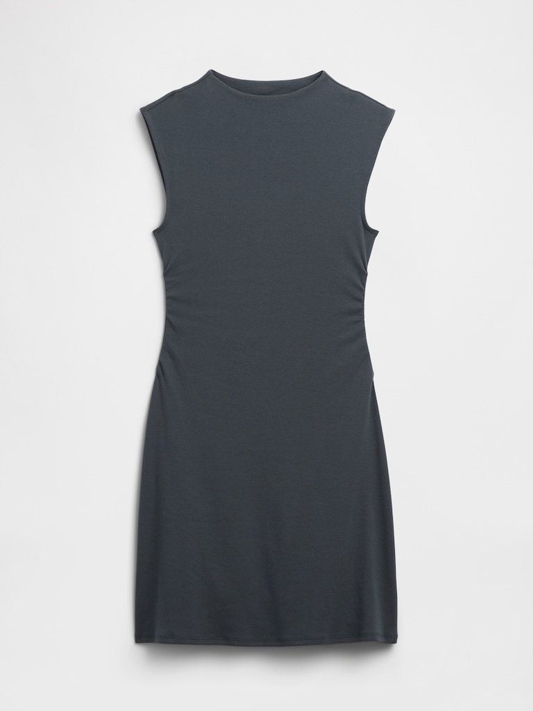 Modern Ribbed Ruched Mini Dress