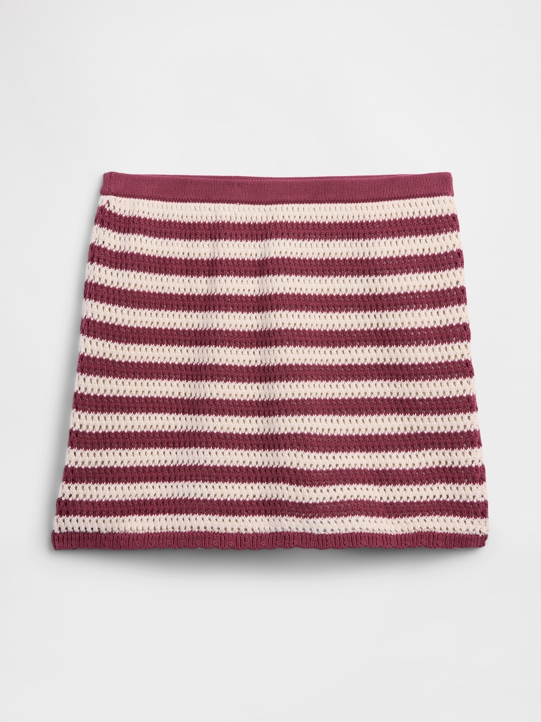 Pull-On Crochet Sweater Mini Skirt