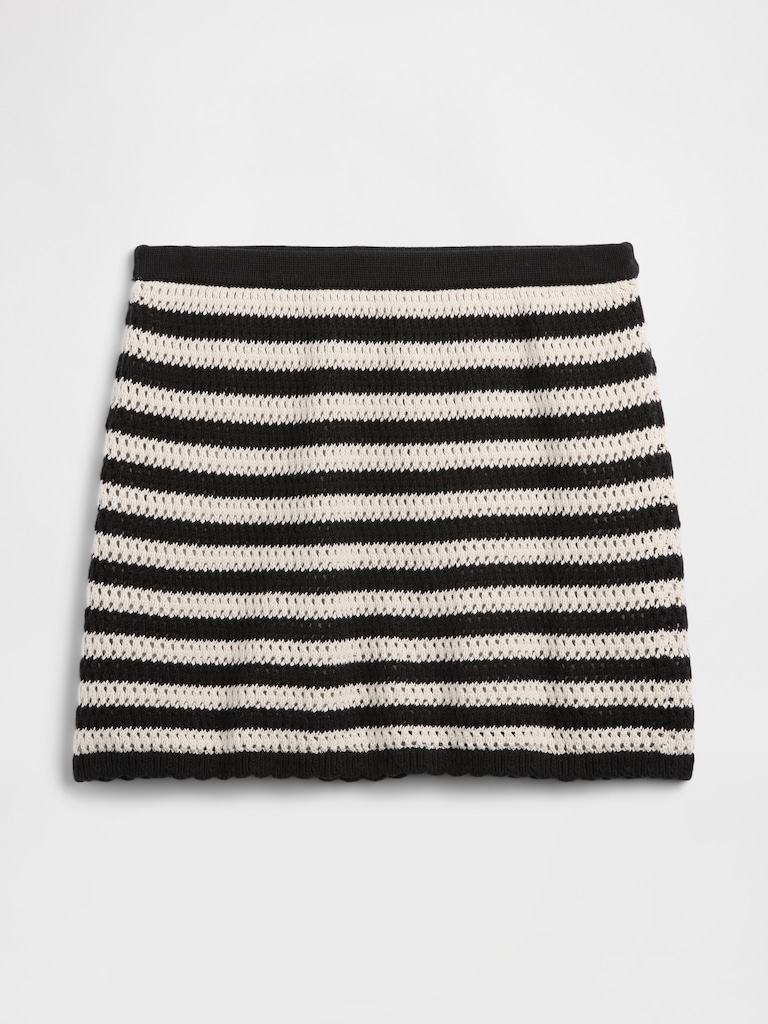 Pull-On Crochet Sweater Mini Skirt