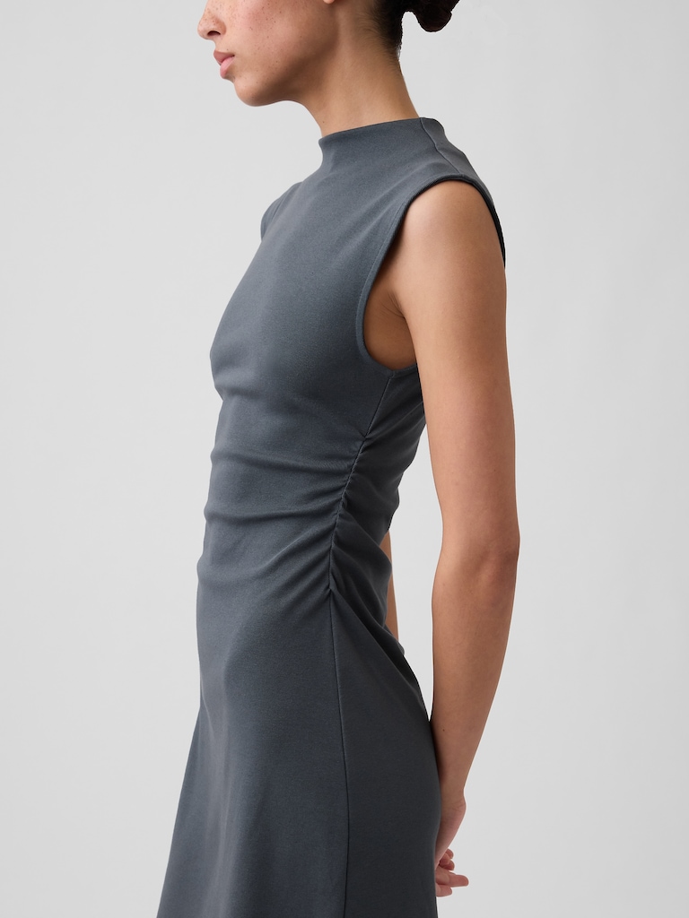 Modern Ribbed Ruched Mini Dress