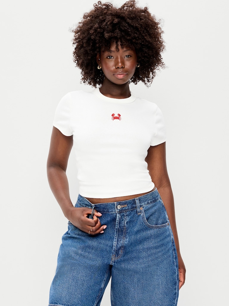 T-shirt moulant à imprimé