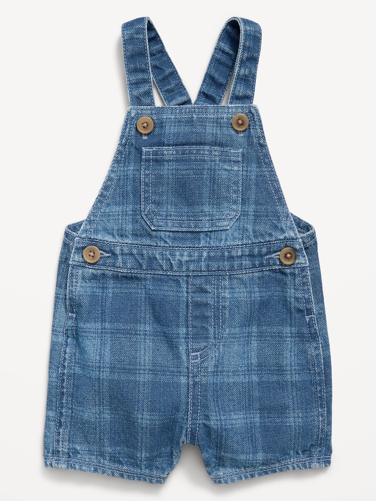 Plaid Chambray Shortalls for Baby