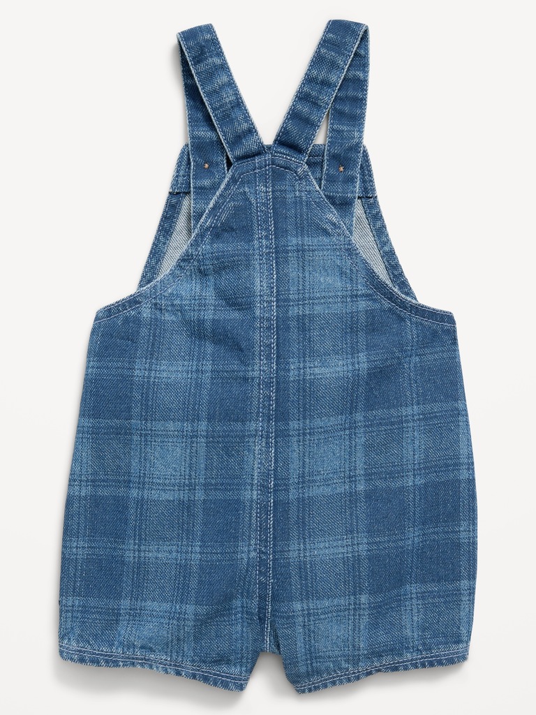 Plaid Chambray Shortalls for Baby