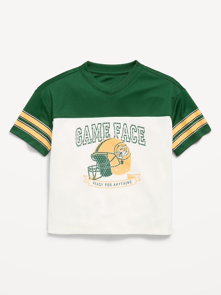 Oversized Mesh Graphic Football T-Shirt for Toddler Boys