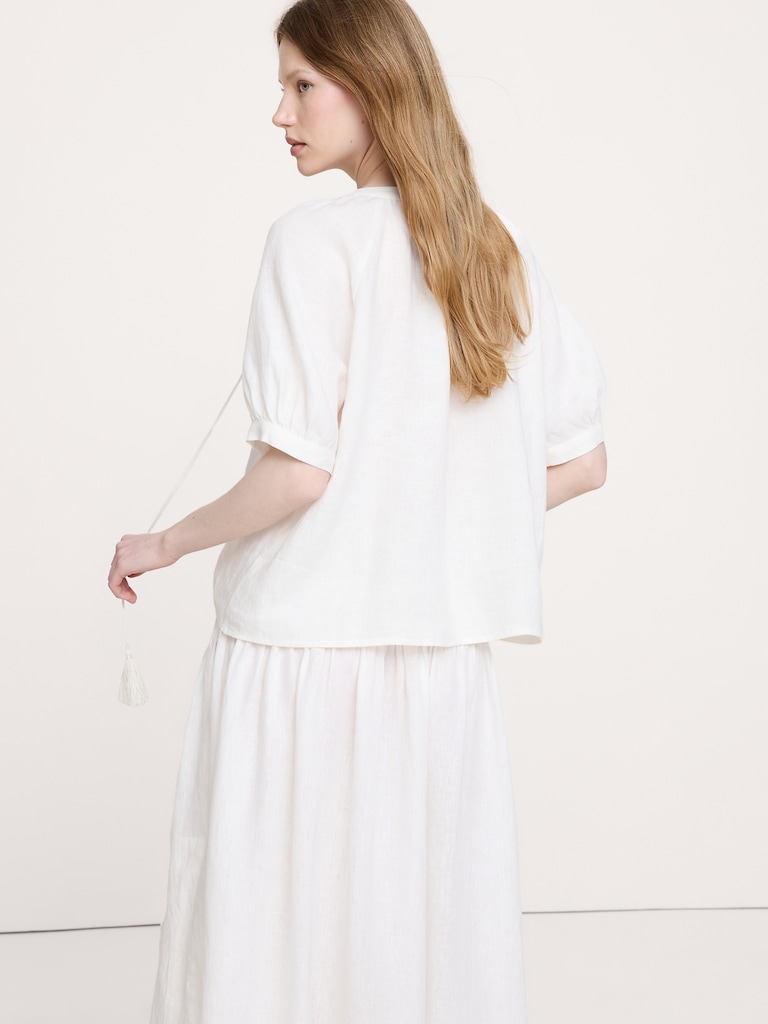 Linen Tassel-Tie Top