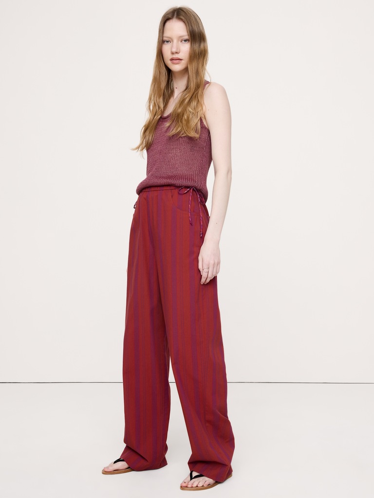 Cotton Pull-On Side-Tie Pant