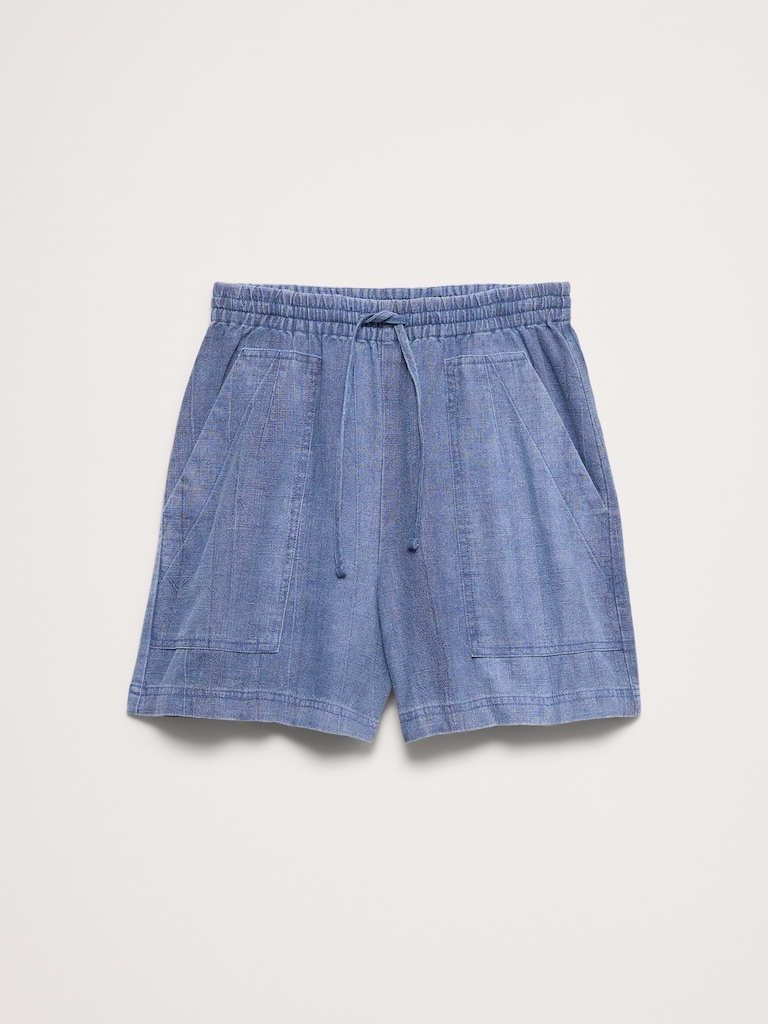 4" High-Rise Ramie-Cotton Pull-On Short