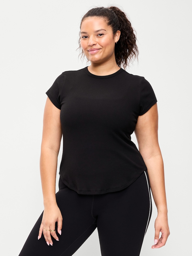Fitted Crew-Neck Ribbed T-Shirt