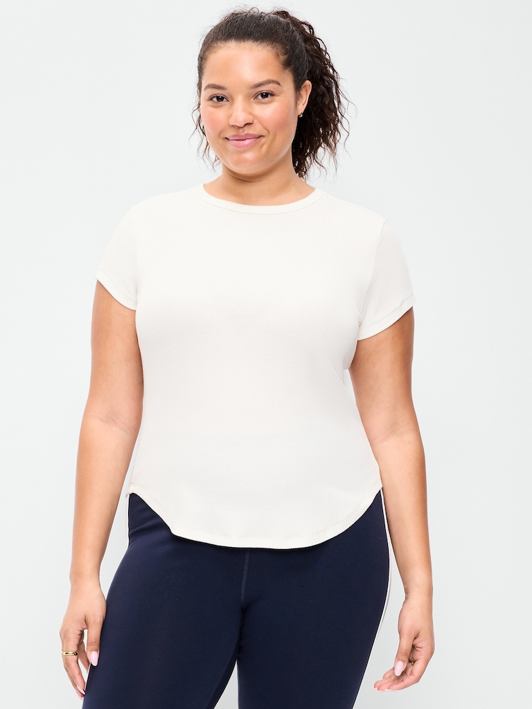 Fitted Crew-Neck Ribbed T-Shirt