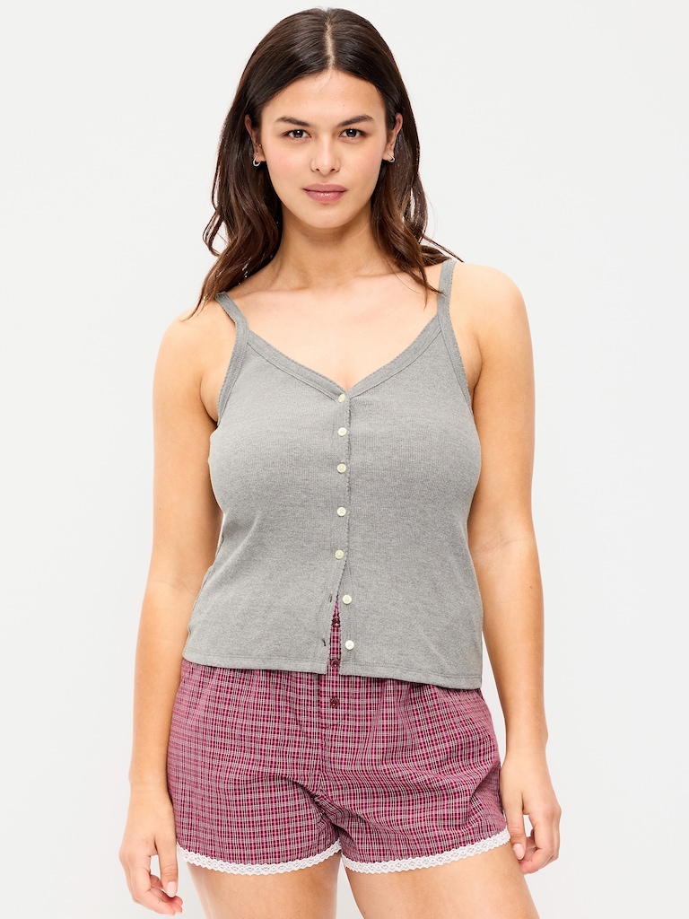 Button-Front Cami Tank Top