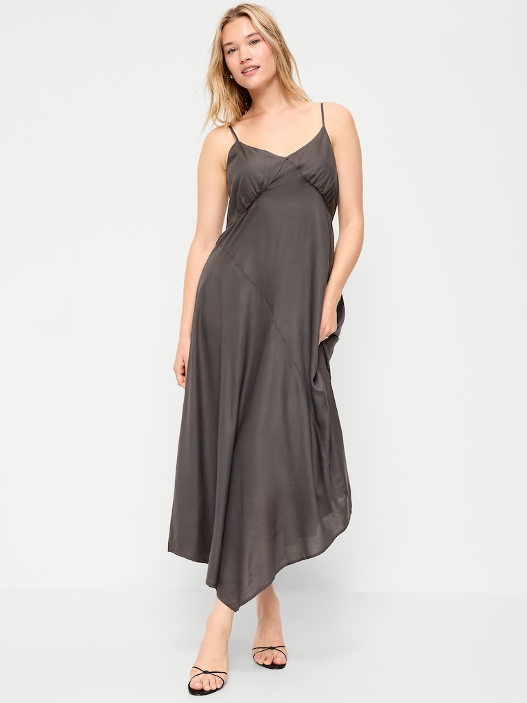 Fit & Flare Tie-Back Asymmetrical Midi Dress