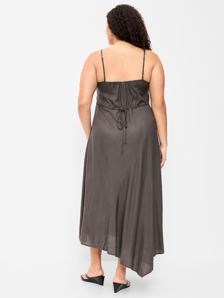 Fit & Flare Tie-Back Asymmetrical Midi Dress