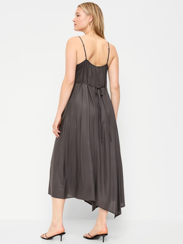 Fit & Flare Tie-Back Asymmetrical Midi Dress