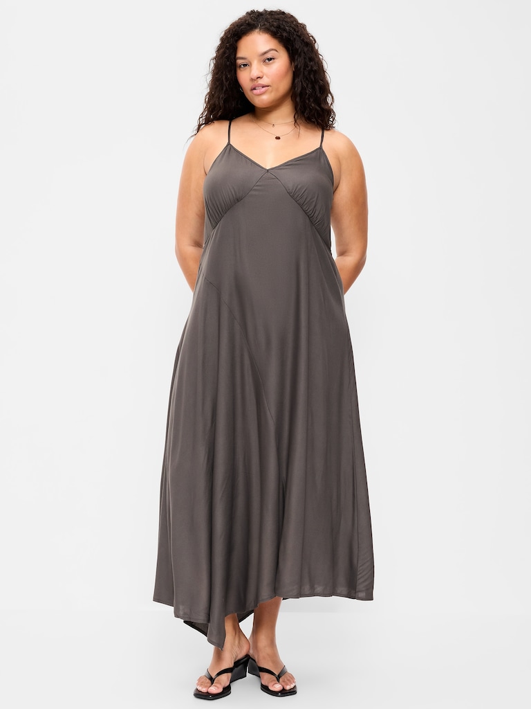 Fit & Flare Tie-Back Asymmetrical Midi Dress