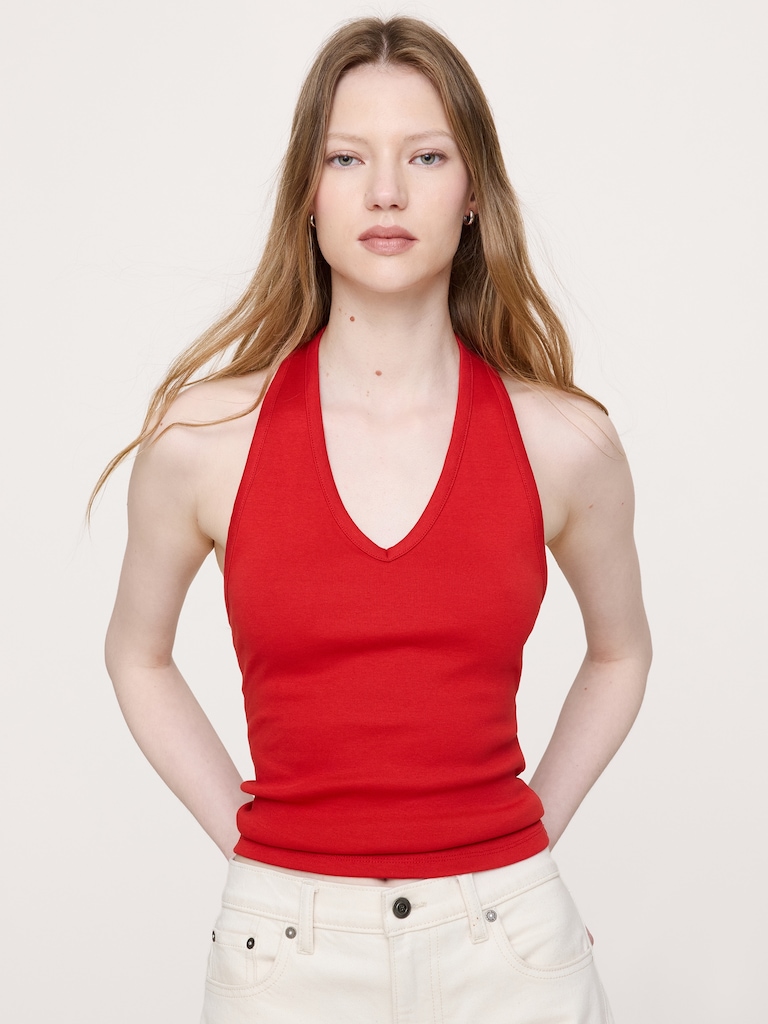 Minimalist Cotton Halter Tank