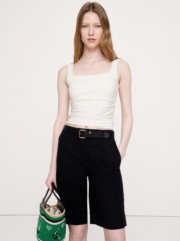 Square-Neck Ruched Top