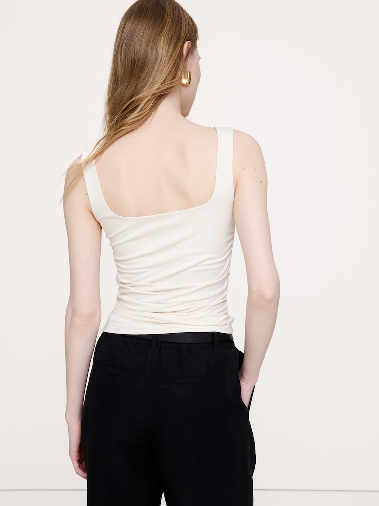 Square-Neck Ruched Top
