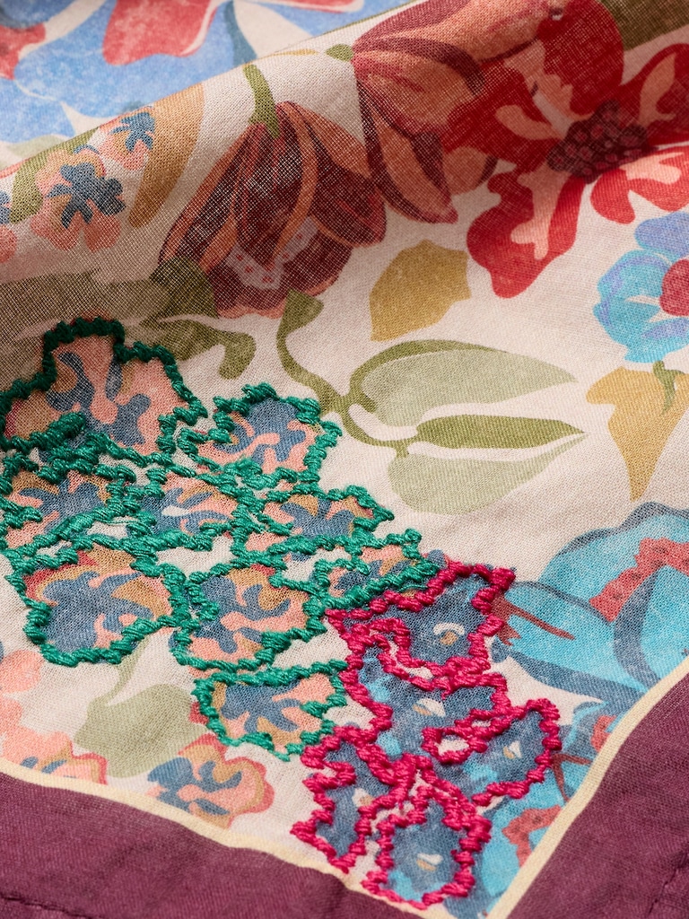 Embroidered Cotton Scarf by Vismaya