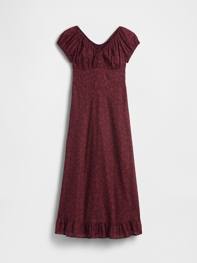 V-Neck Ruffle Hem Maxi Dress