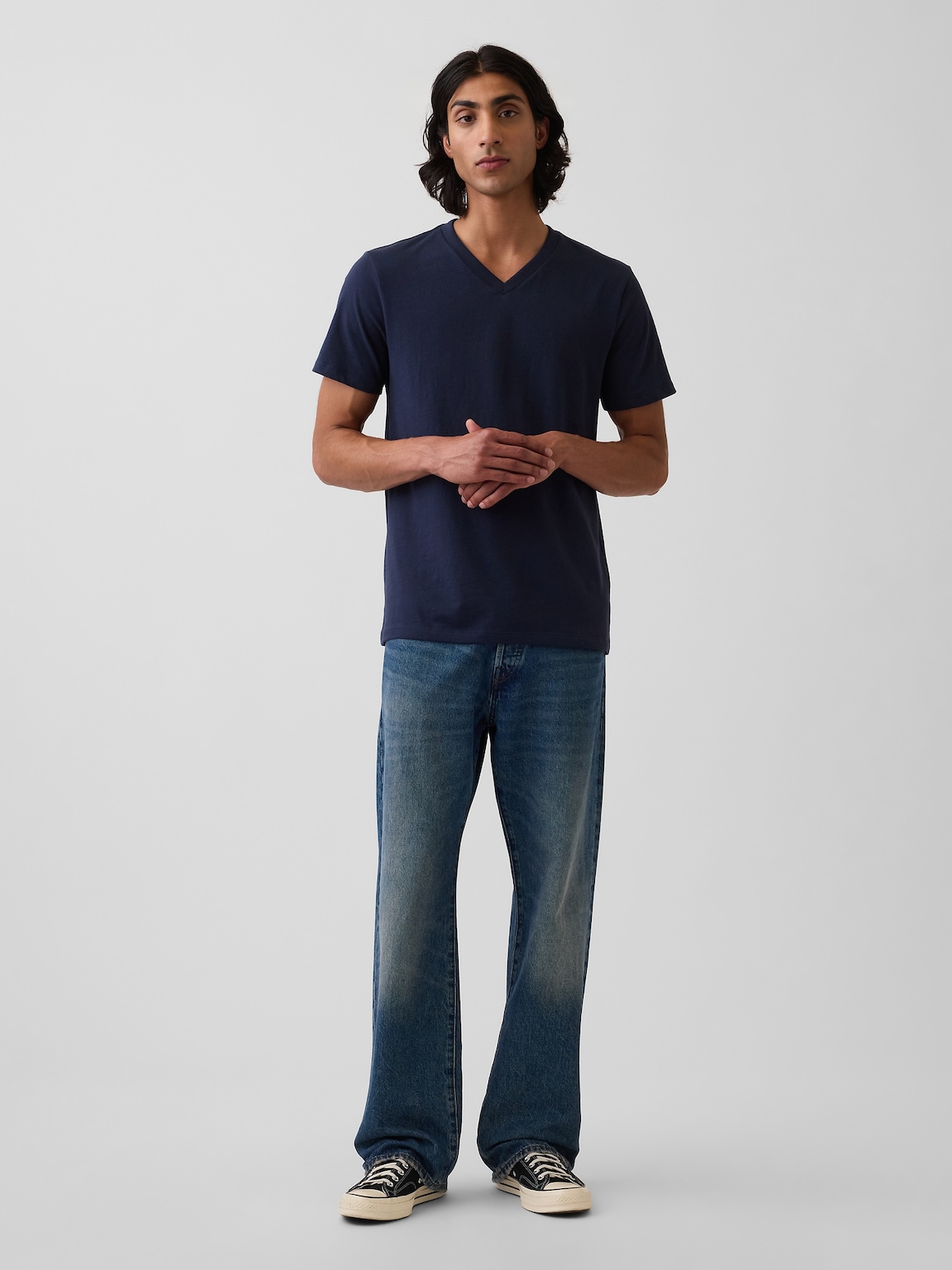 Cotton Jersey V-Neck T-Shirt