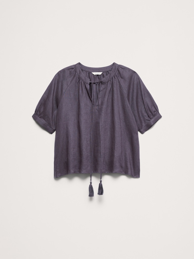 Linen Tassel-Tie Top