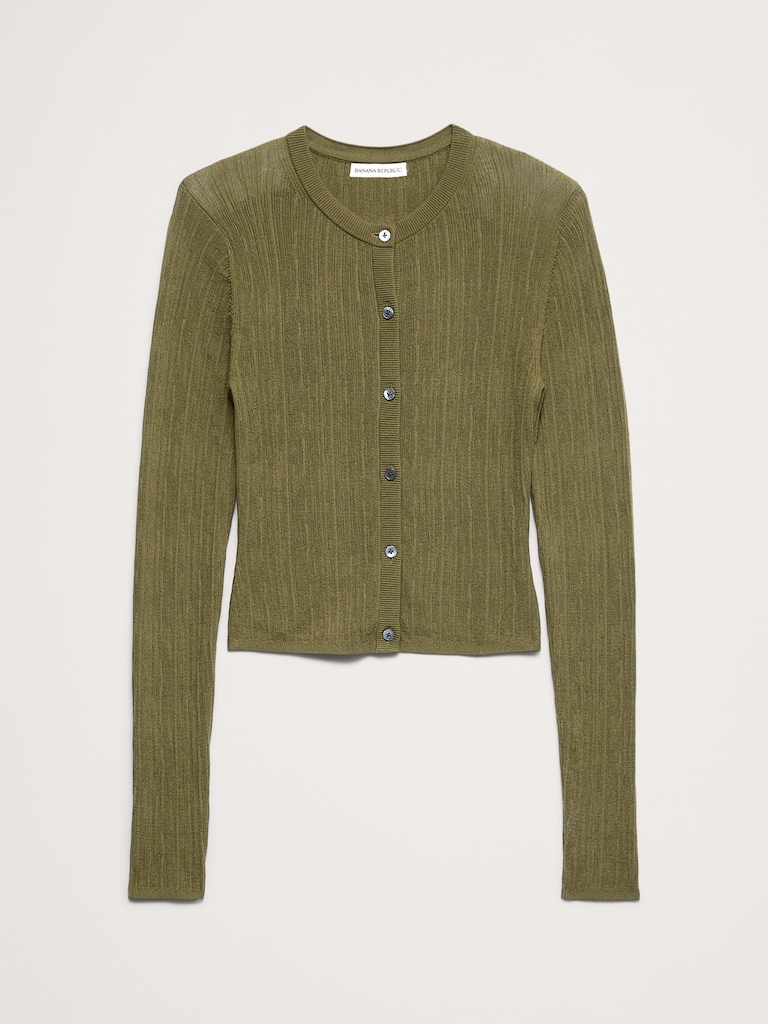 Crinkle Knit Cropped Cardigan