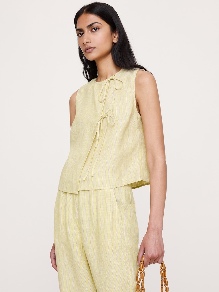 Camisole à double lien en lin