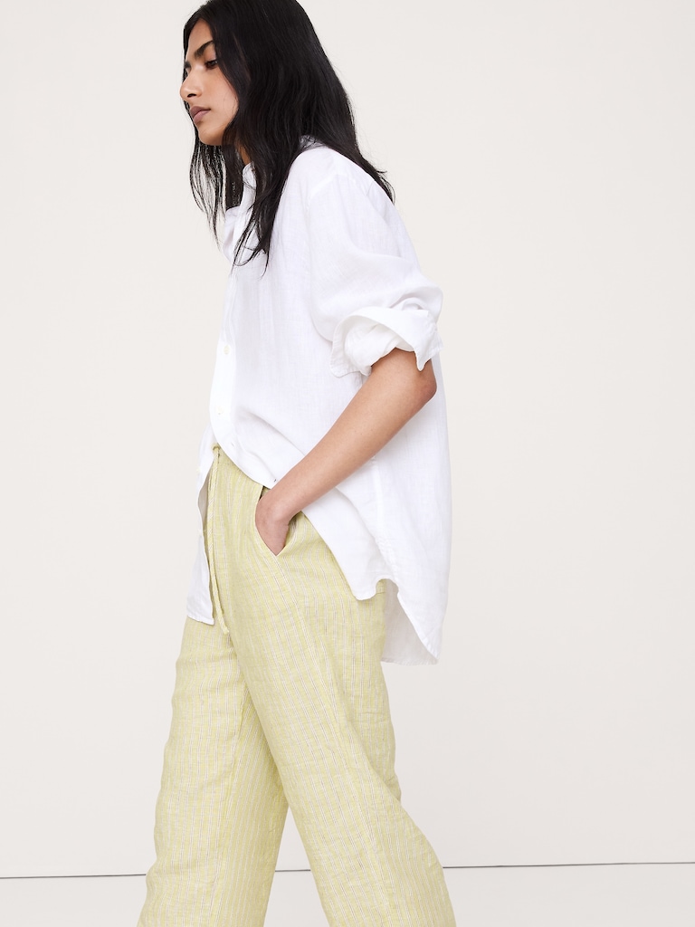 Pantalon droit à taille extensible en lin Escapade