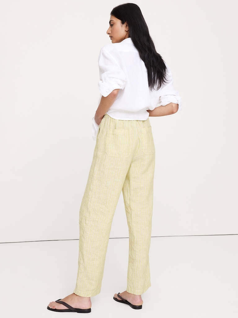 Pantalon droit à taille extensible en lin Escapade