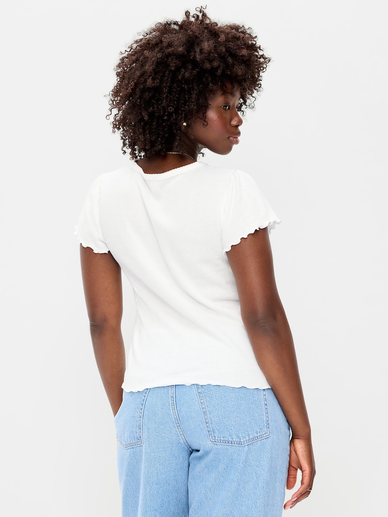 Lettuce-Edge Pointelle Top