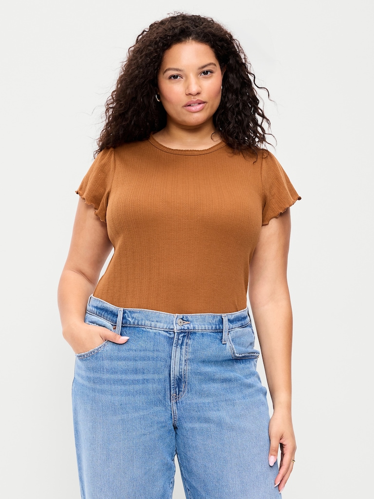 Lettuce-Edge Pointelle Top