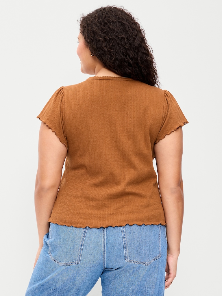 Lettuce-Edge Pointelle Top