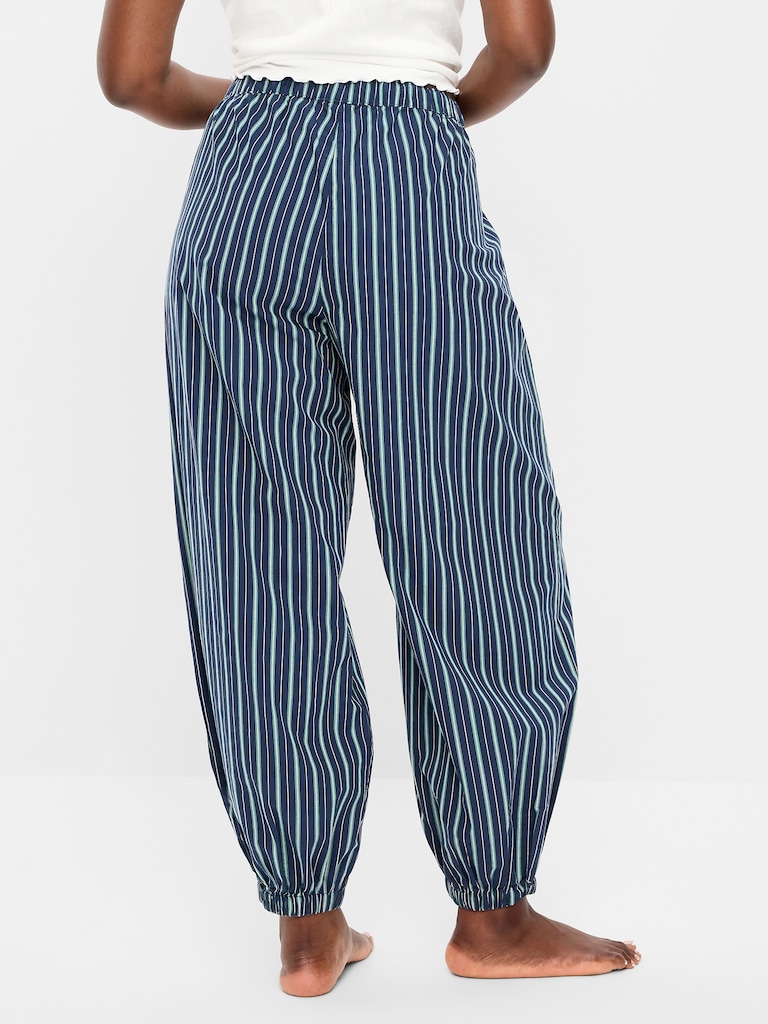 Cinched Poplin Balloon Pants
