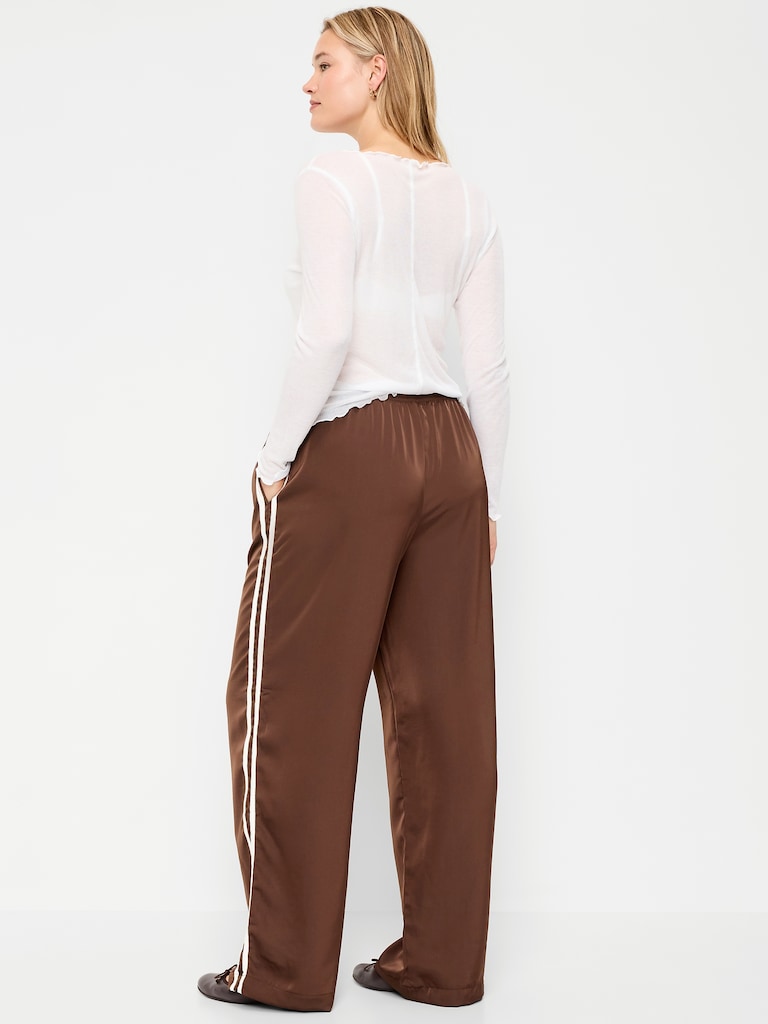 High-Waisted Satin Track Pants