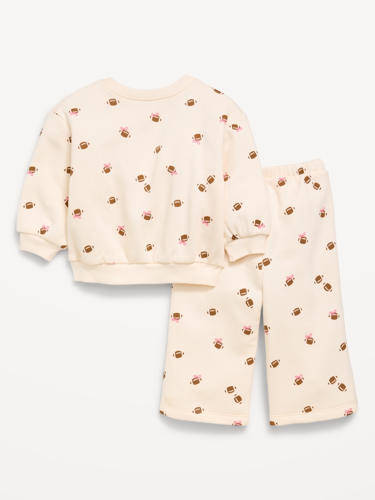 Printed Sweatshirt and Wide-Leg Sweatpants  Set for Baby