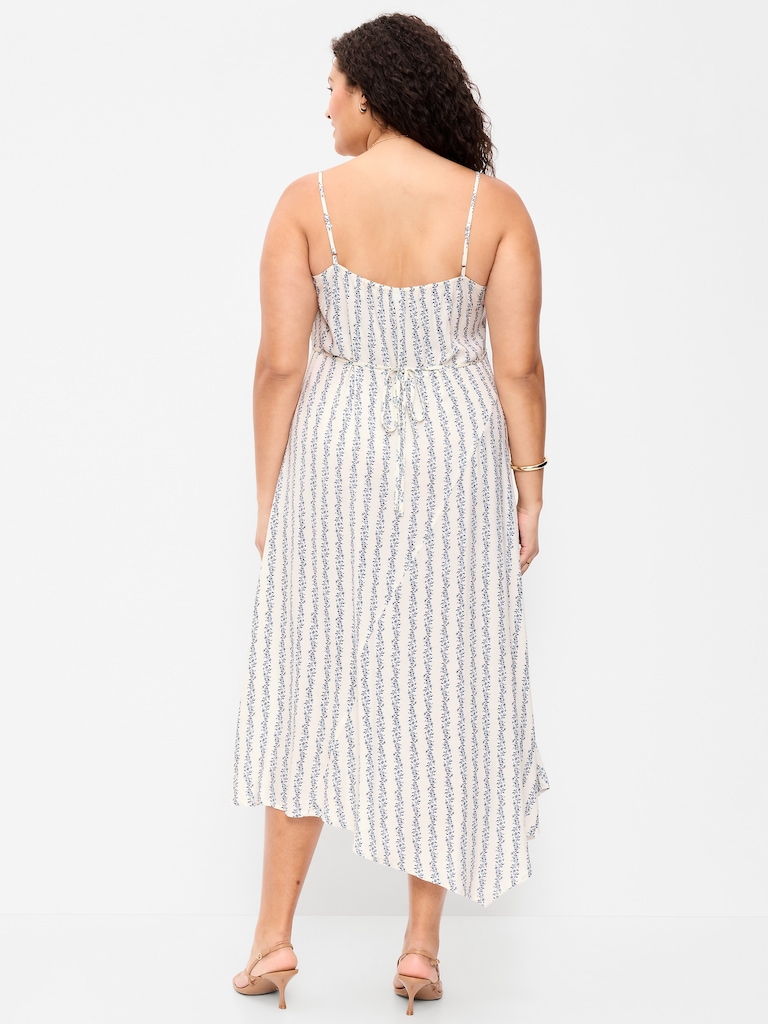 Fit & Flare Tie-Back Asymmetrical Midi Dress