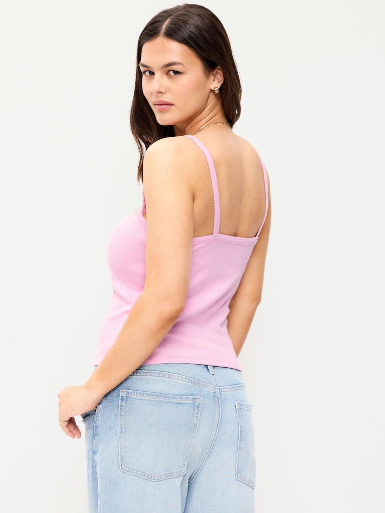 Button-Front Cami Tank Top