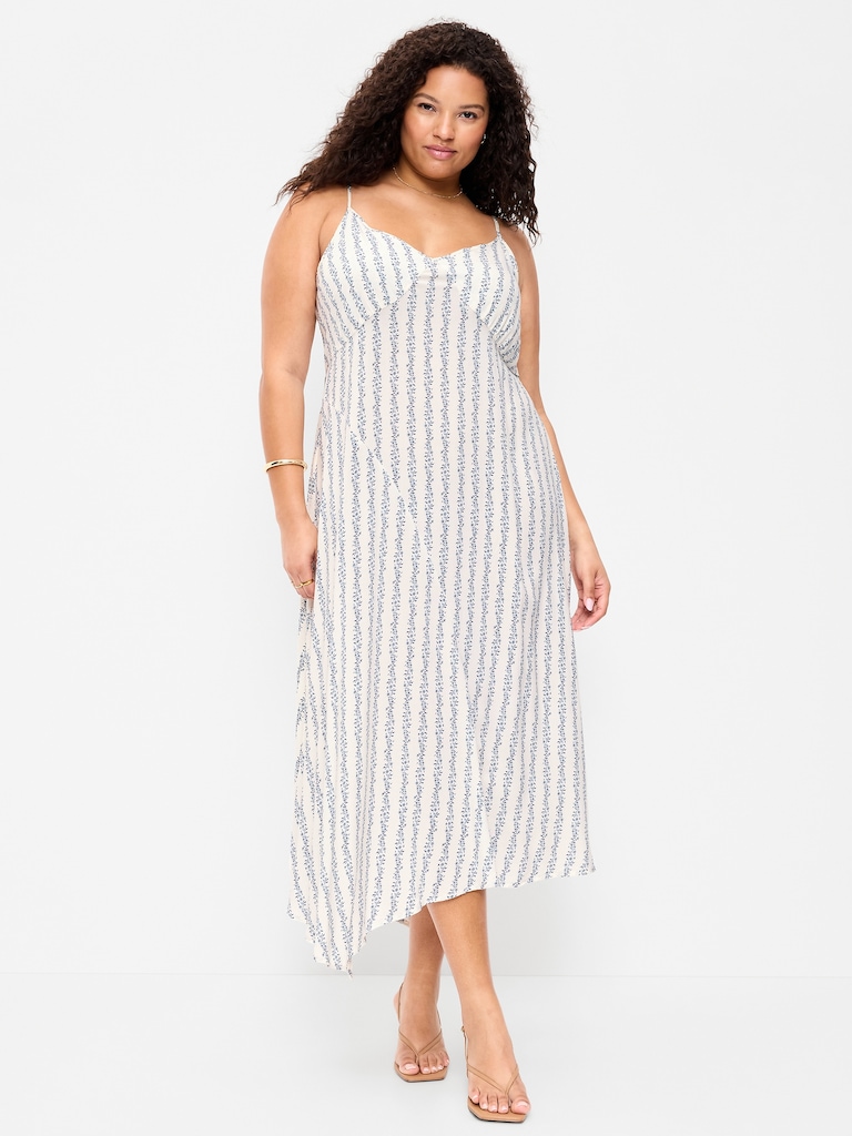 Fit & Flare Tie-Back Asymmetrical Midi Dress