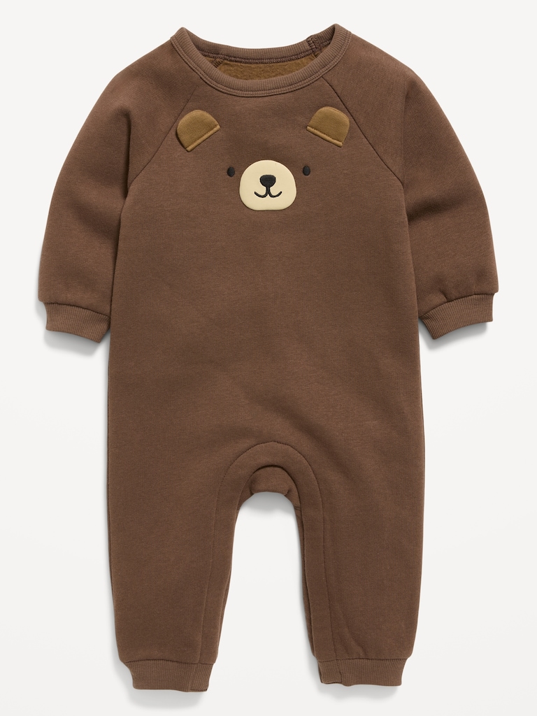 Printed Long-Sleeve Fleece One-Piece for Baby