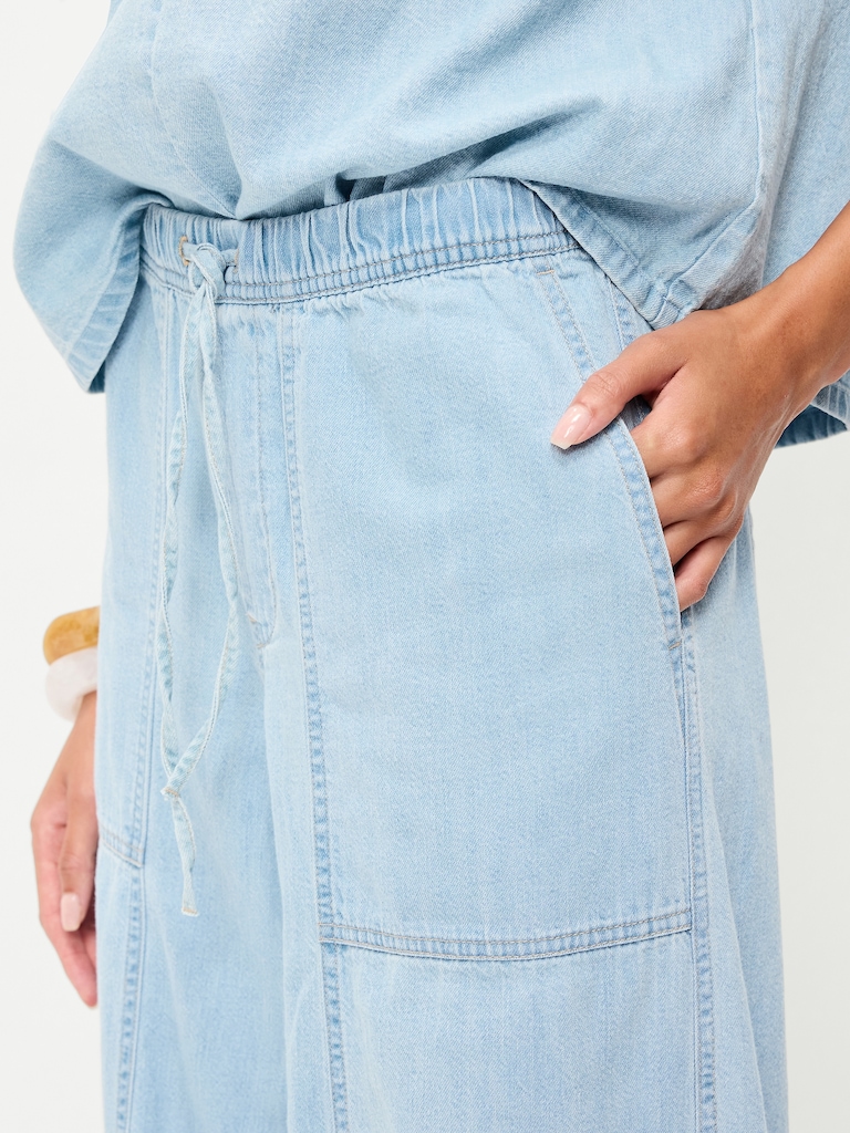 Mid-Rise Pull-On Utility Harem Jeans