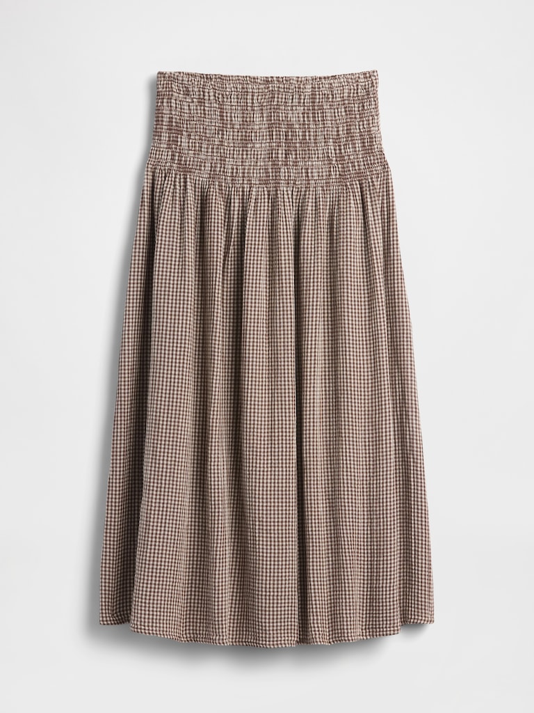 Cotton Gauze Smocked-Waist Maxi Skirt