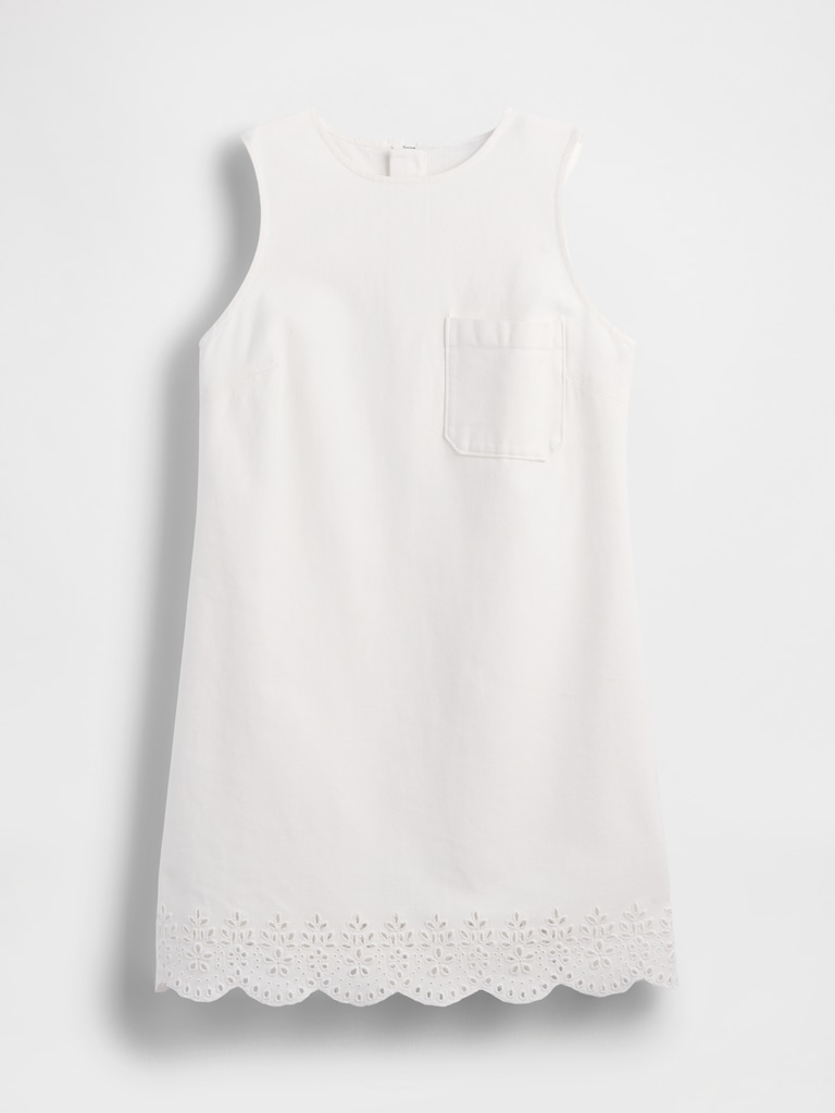 Eyelet Hem Mini Shift Dress