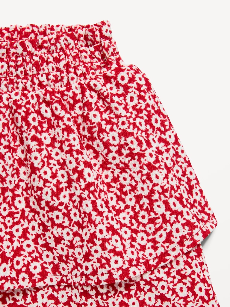 Printed Crinkled Tiered Skirt for Toddler Girls