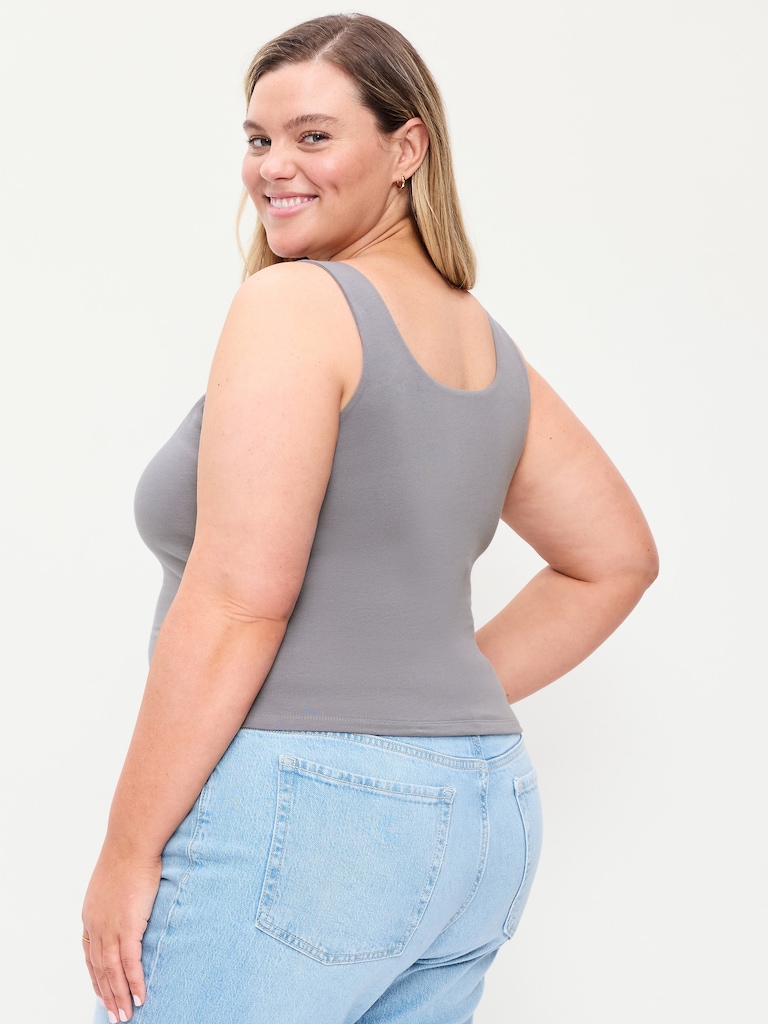 Hug Double-Layer Scoop-Neck Tank Top