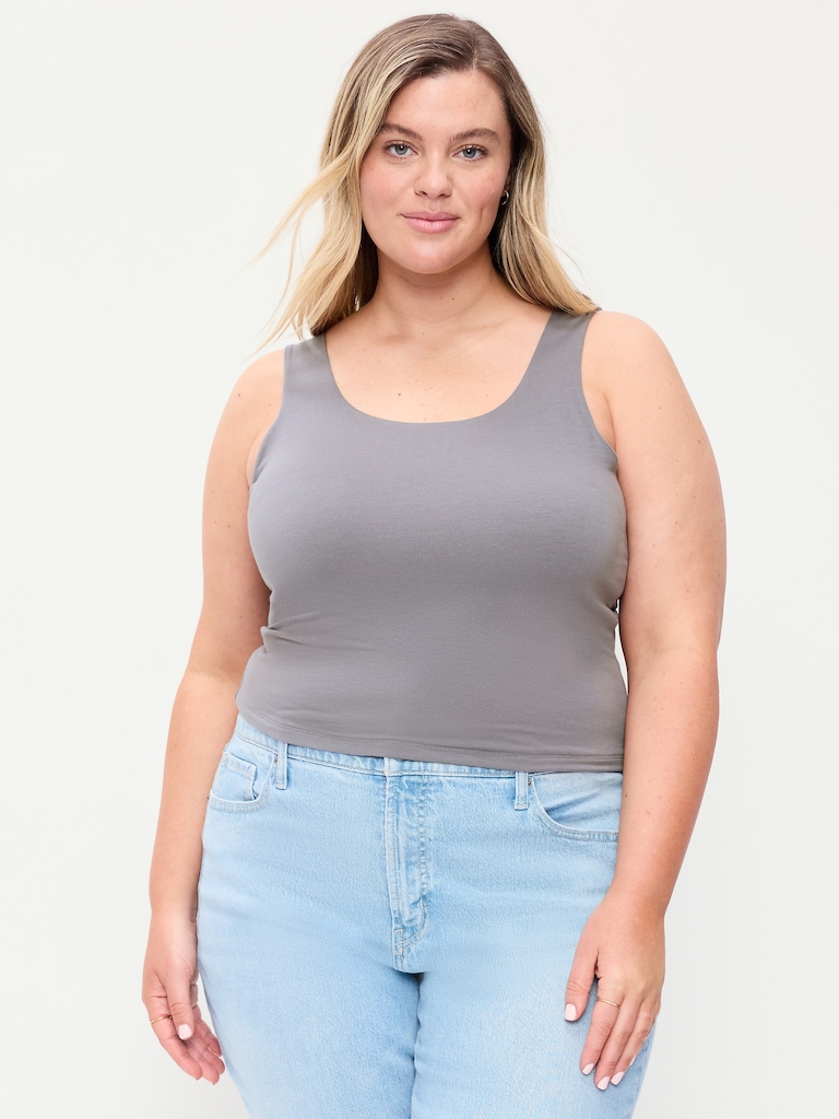 Hug Double-Layer Scoop-Neck Tank Top