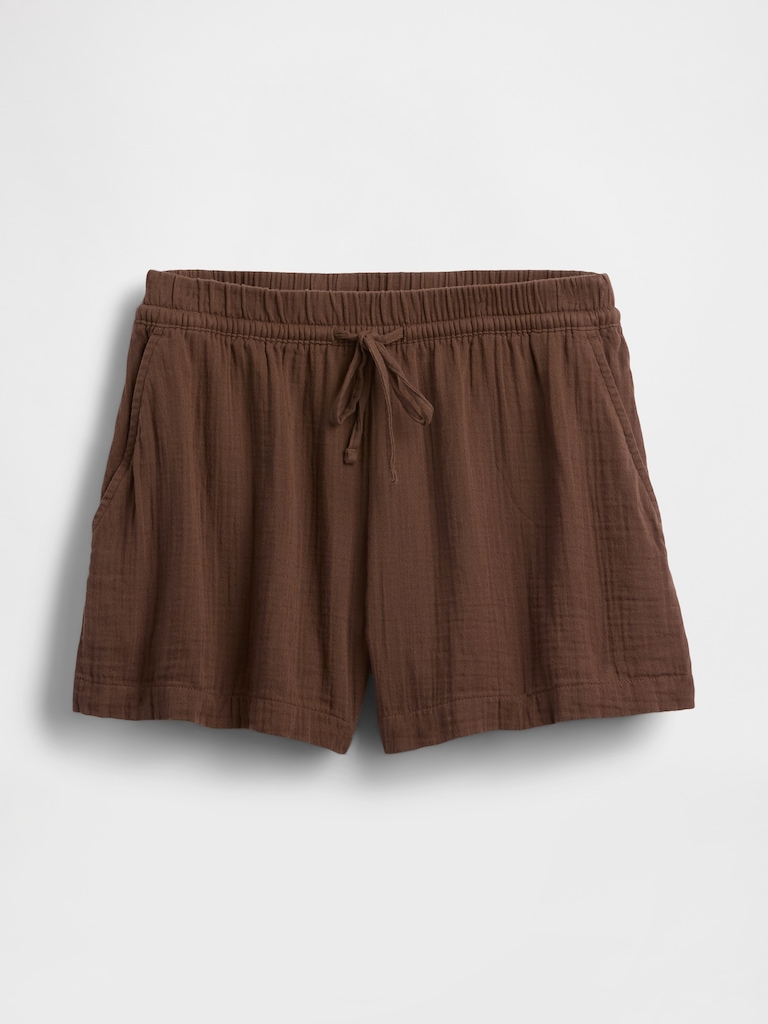 4" Mid Rise Cotton Gauze Easy Shorts