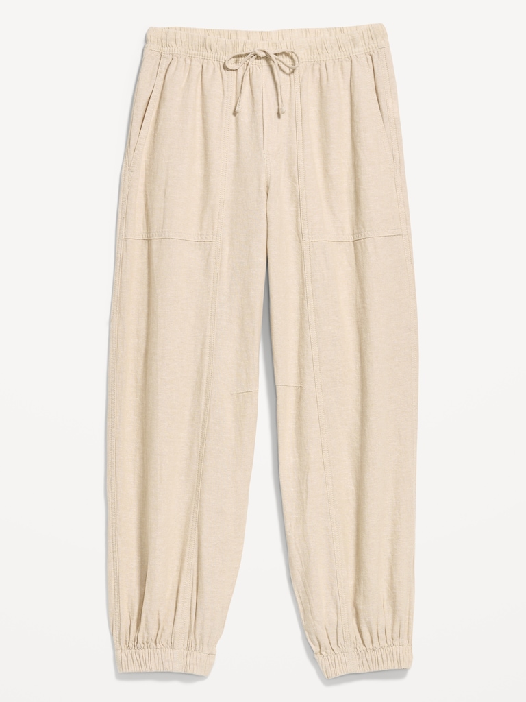 Mid-Rise Linen-Blend Utility Pants